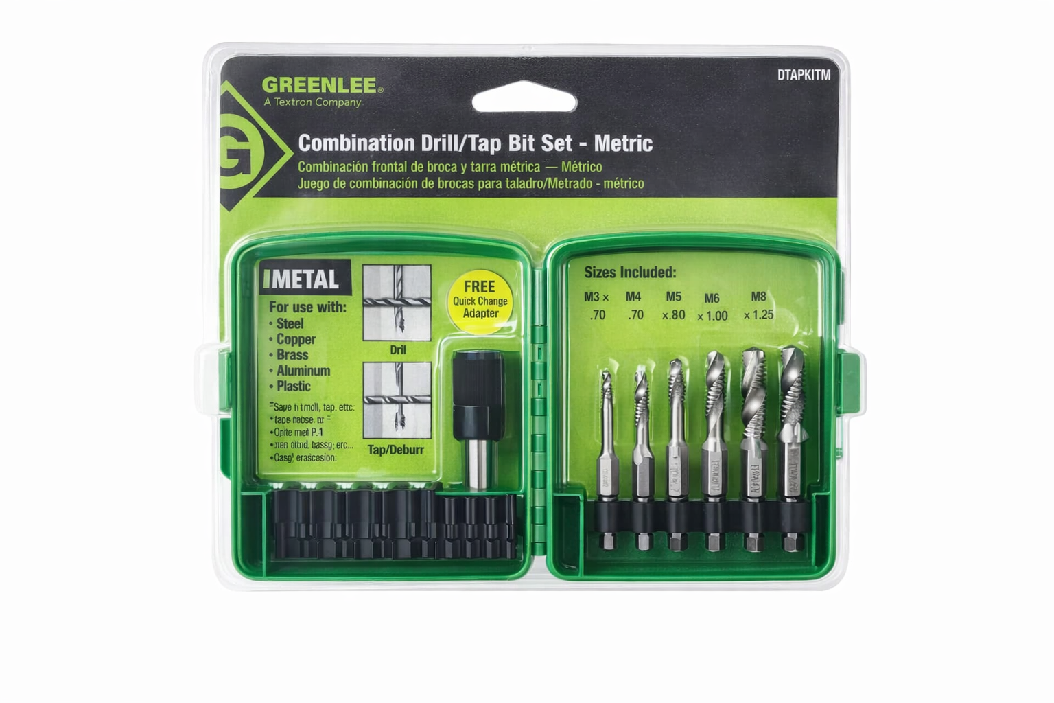 SET DE BROCAS METRICAS M3-M10 GREENLEE DTAPKIT - Imagen 2
