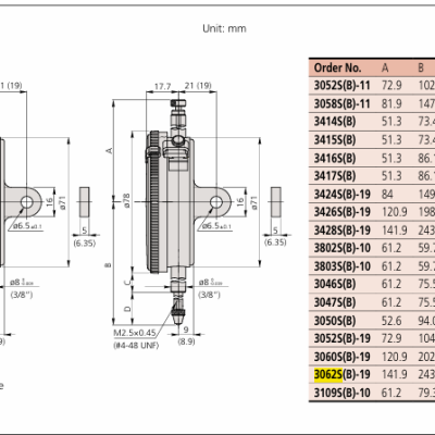 Reloj comparador 0.01mm MITUTOYO 3062S