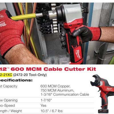 M12 CORTACABLES INALAMBRICO COBRE 600MCM MILWAUKEE 2472-21XC