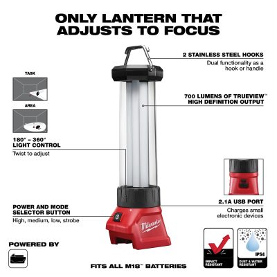 M18 Cuerpo Linterna Lampara Led 700Lum 4 Modos Ip54 Cargador Usb Sin Baterias Ni Cargador