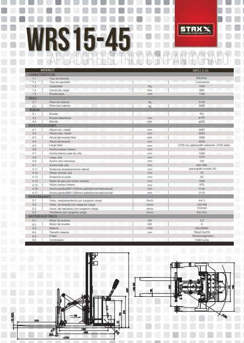 APILADOR ELECTRICO PANTOGRAFO HASTA 1500KG ELEVACION 4,5MT - Imagen 2