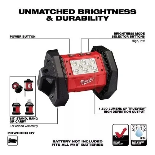M18 Cuerpo Foco Rover Compacto Led Inalambrico Flood Light 1500Lum - Imagen 2