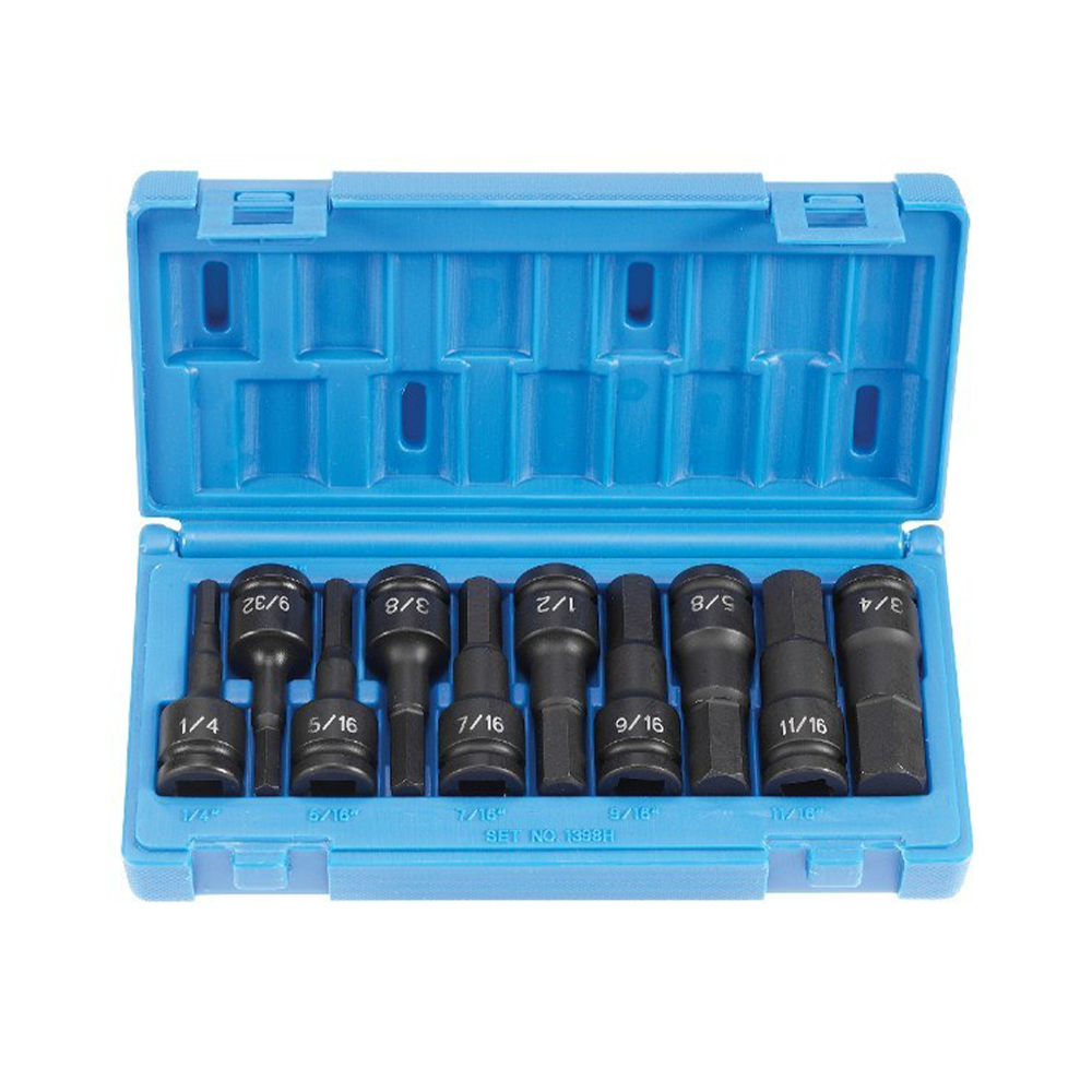 SET DADOS PARA BROCA IMPACTO ESTANDAR C-1/2 HEXAGONAL DE 1/4 A 3/4IN 10PZ