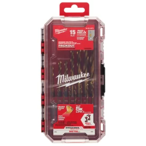 Set Brocas Titanio Shockwave Redhelix  1/4 A 3/16" - 15 piezas