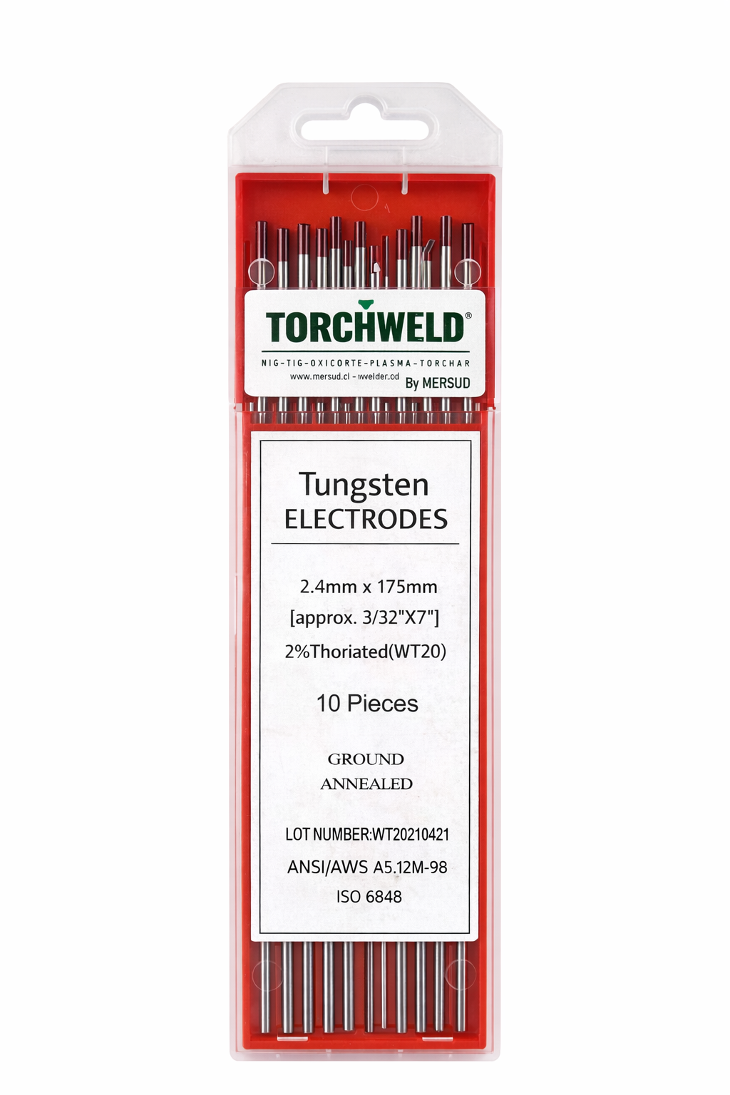 Electrodos Tungsteno WT20 2.4x175mm (10u)