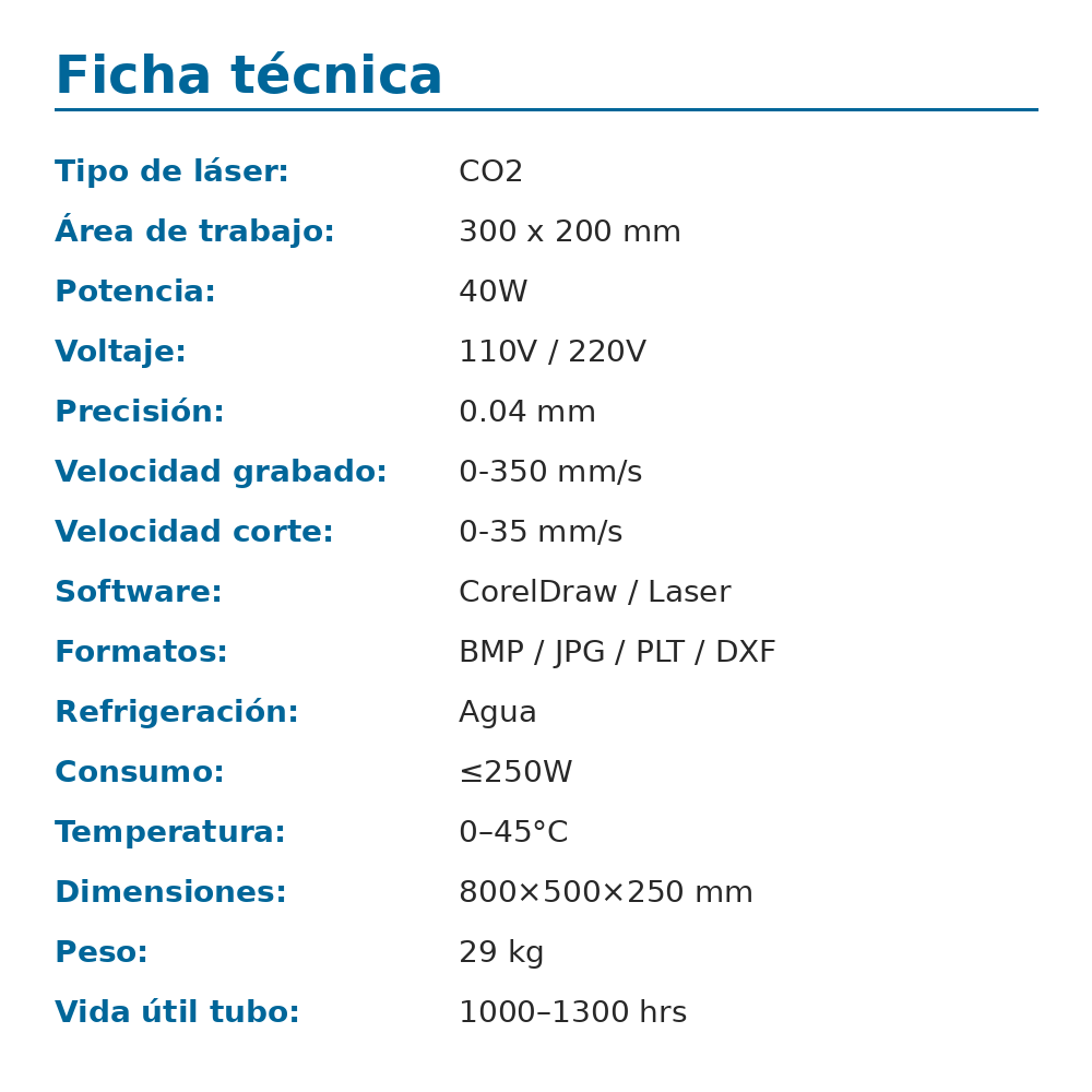 Máquina Láser CO2 40W 3020 | Cortadora y Grabadora CNC 30×20 cm - Imagen 4
