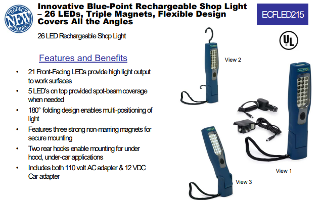 LUZ DE TRABAJO RECARGABLE 21 LED MAGNETICA RECARGABLE