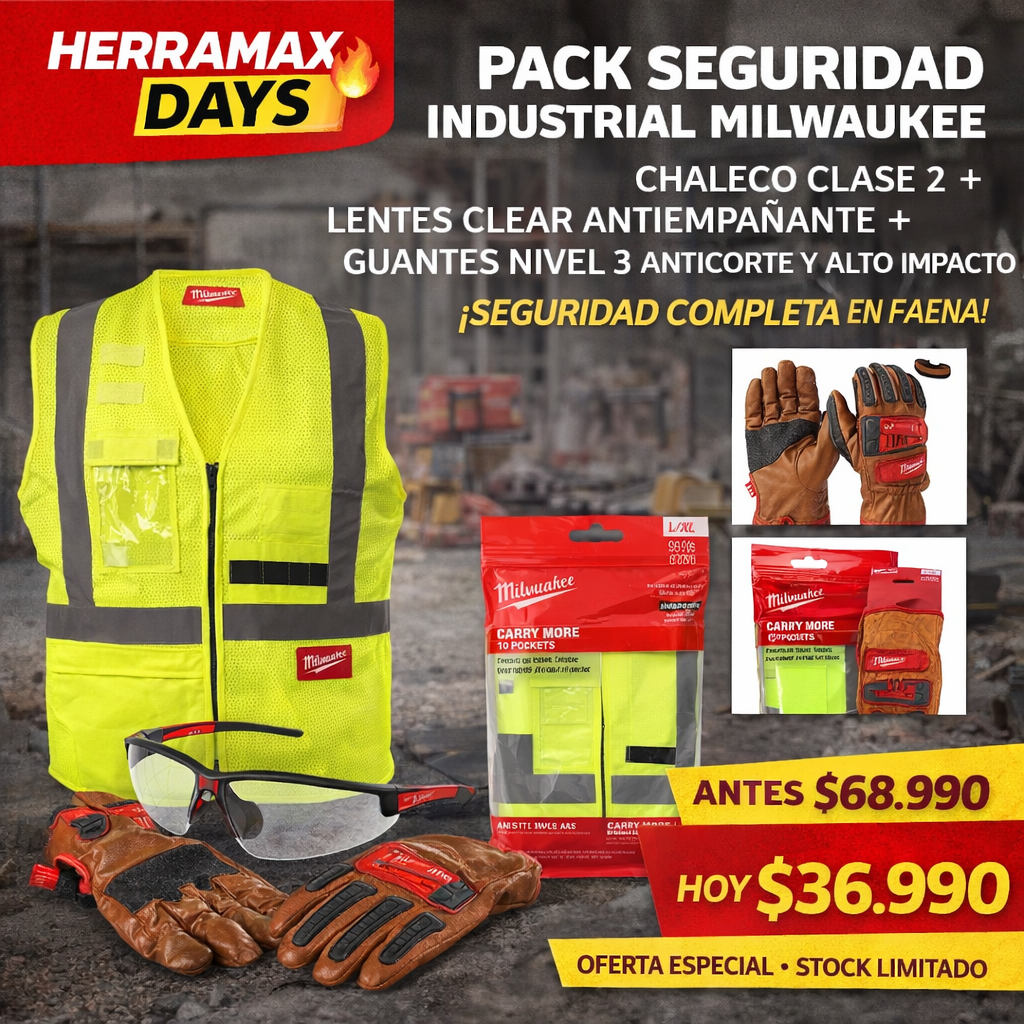 CHALECO ANSI CLASE 2 + GUANTES REFORZADO ANTICORTE TALLA L + LENTES FLEXIBLE ANTI NIEBLA - Imagen 2