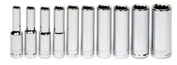 SET DADOS C-1/4in POLIG DE 3/16in A 9/16in PROF 10pz