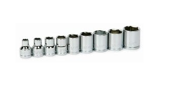 JUEGO DADOS C-3/8 HEXAGONAL 9PZAS 1/4 A 3/4IN