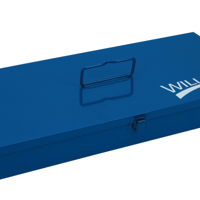 CAJA HERRAMIENTAS METALICA PARA JUEGOS DADOS 25 X 9 X 2IN CALIBRE 20 AZUL