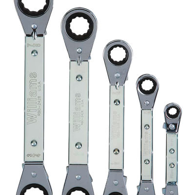 SET LLAVES DOBLE TRINQUETE COMPENS 45º REVERS POLIG DE 1/4 X 5/16 A 3/4 X 7/8IN EN BOLSA 5PZ