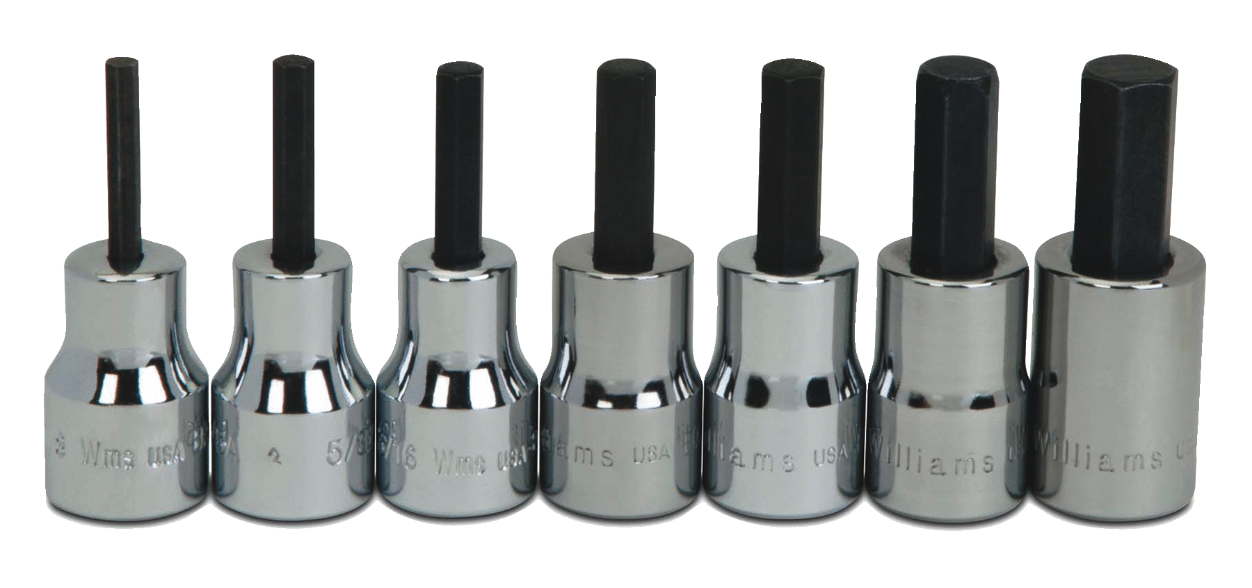 SET DADOS PARA BROCA CROMADO ESTANDAR C-3/8 HEXAGONAL DE 1/8 A 3/8IN 7PZ